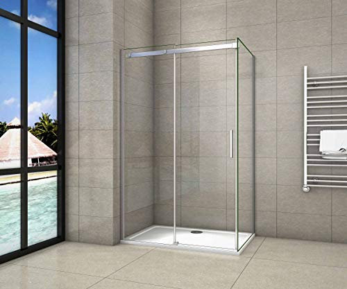AICA BOX CABINA DOCCIA 110x80cm CRISTALLO TEMPERATO VETRO 8 MM EASYCLEAN ANTICALCARE H.195cm