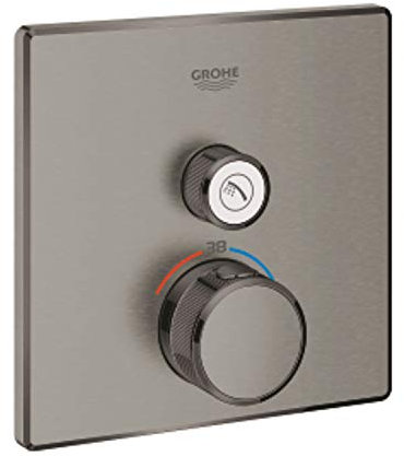 GROHE Grohtherm SmartControl Series Recessed Square Tap Thermostat with 1 Key, Outer Part Only, 15.8 x 4.3 x 15.8 cm, Brushed Graphite (Reference: 29123AL0)