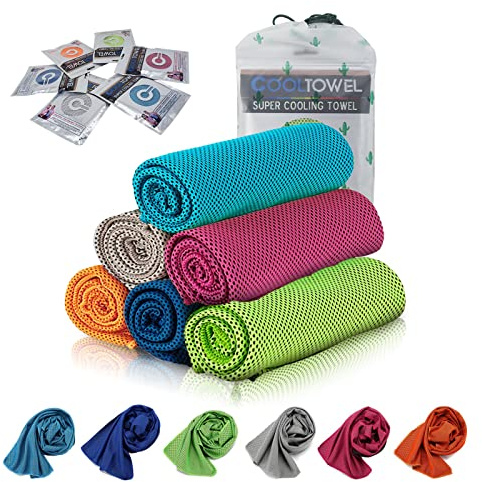 [6Pack]Kühlendes Handtuch, Eis-Sport-Handtuch, kühles Handtuch für sofortige Kühlung, für Yoga, Reisen, Golf, Fitnessstudio, Camping, Fitness, Laufen, Workout und weitere Aktivitäten (90x 30cm)