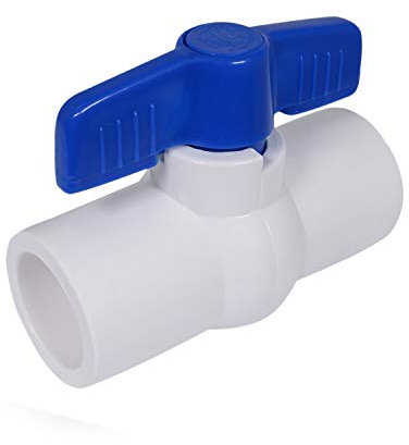Midline Valve PVC Kugelhahn blau T-Griff für Trinkwasser 2 Lösemittelanschlüsse weiß Kunststoff (487T200)