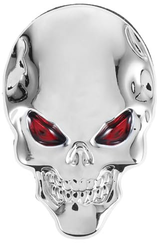 BESPORTBLE Schädel Auto Emblem 3D Silber Auto Metall Aufkleber Dämonenschädel Logo Fahrzeug Dekoration