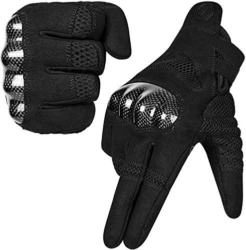 MOREOK Motorradhandschuhe, Touchscreen Motorrad Handschuhe Mit 100% Carbon Harter Knöchelschutz Sport Handschuhe für Herren und Damen-XL