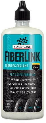 Finish Line FiberLink Pro Latex Tubeless Tire Sealant with Kevlar Technology – Long-Lasting, Low Viscosity Bicycle Sealant for Road, Gravel, Cyclocross, Mountain & Fat Bike Tires, 8 oz