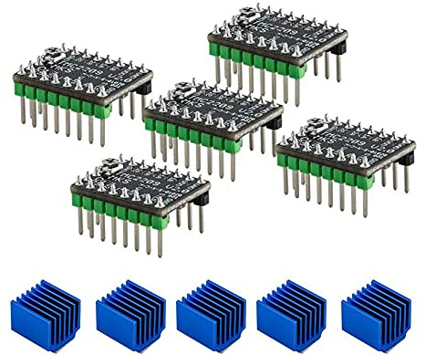 DEWIN Schrittmotortreiber, 5 Paar MKS TMC2209 Schrittmotortreiber Stepsticks für 3D-Druckerzubehör Ultra Silent | TMC2209 Schrittmotor-Treibermodul Stepper mit Kühlkörper-Treiber (5 Stück)