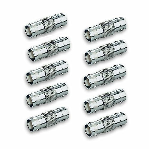 Auroh BNC Coupler 10 Pack - Female to Female Connector for CCTV Camera | Joins two BNC cables to extend a run. For CCTV, DVR, SDI and analogue security camera video connections.