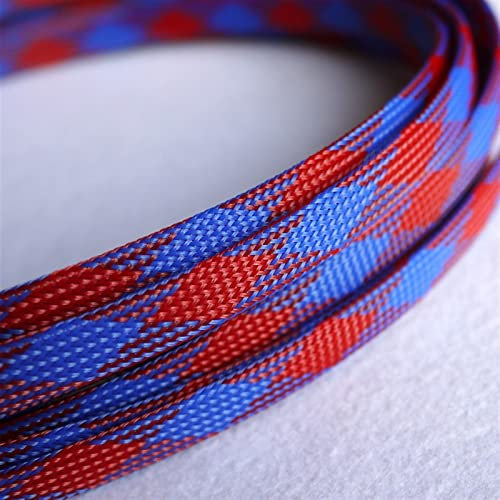 kabelschlauch, 1/10m blau rot neu eng mit hoher Dichte HAUSTIER Erweiterbare geflochtene Hülse, 3 4 6 8 10 12 14 16 mm Drahtkabel Isoliertes Schutz DIY (Color : Blue Red, Inside Diameter : 8mm)