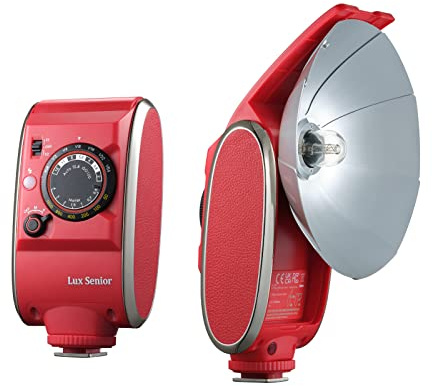 GODOX Lux Senior Retro-Kamerablitz GN14 CCT 6000±200K mit faltbarem Reflektor 1700mAh Stroboskoplicht Auto/Manueller Blitzmodus für Canon Sony Nikon Fuji Olympus Panasonic Kameras samtrot
