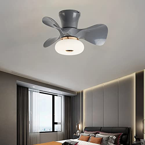 ycwdcz Kids Bedroom Fan with Ceiling Light Reversible with Remote Control 6 Speeds Dimmable LED Small Ceiling Fan Light 64W with Timer Modern Quiet Fan Ceiling Light-Grey