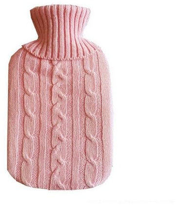 Gestrickter Wärmflaschenbezug für 2 l Liter Verbrühungsschutz für flache Wärmbeutel Langlebiger Flaschenbezug Wiederverwendbarer Handwärmer-rosa Bezug