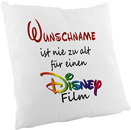 Crealuxe Wunschname ist nie zu alt für einen Disney Film - Flauschiges Zierkissen, Sofakissen, bedrucktes Kissen, Baumwollkissen
