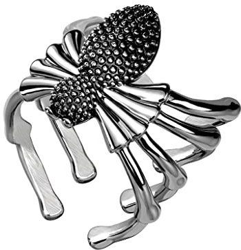 Paula & Fritz® Ring Herren Spinne Silber Schwarz 316L Chirurgenstahl Größe 64 (20,4) 18,9 x 8,4-mm Damen-Ring Partnerring Ehering Motiv-Ring Spider