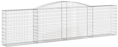 Tidyard 7 STK. Gabione mit Hochbogen Steingabione Gitterkorb Steinkorb Wand Steingabione Gabionenwand Drahtkorb Gabione Gabionenkörbe Mauer Gabionenzaun 400x30x100/120cm Verzinktes Eisen