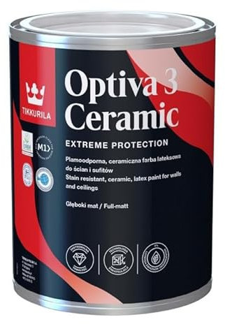 TIKKURILA Deckenfarbe Wandfarbe Küchenfarbe Hausfarbe Optiva Ceramic Super Matt [3] Farben zur Auswahl Weiß Creme Beige Blau 0,9