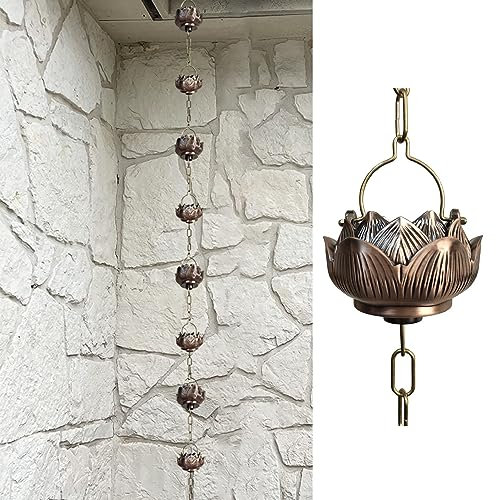 NUNETH Regenkette Dekorative Regenkette aus Metall, Hauptregenfängerkette Im Freien, Spritzschutz Verhindern Lotus-Regenfänger Zum Ersetzen des Fallrohrs/Wasserumleitung (Size : 3.6m/10.4ft)