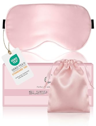 Aosun Seiden Schlafmaske für Seitenschläfer, 22MM, 100% Bio Maulbeerseide Augenmaske, Ideal Geschenke für Frauen & Mama, Lichtblockierende Schlafbrille Augenklappe mit Verstellbares Band für Yoga