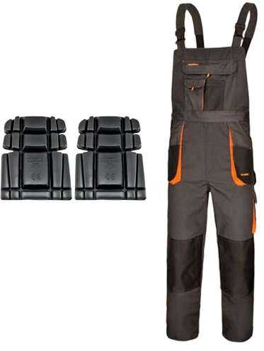 ART.MAS Work Bib and Brace Overalls, Multipockets, Knee Reinforcement With Pocket For Knee Pad, Durable Triple Stitched Seams