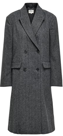 ONLY Onlwilla L/S Long Herringb Coat Pnt Noos Cappotto, Grigio Scuro mélange, XL Donna