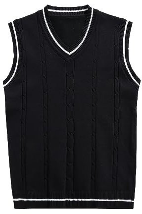 Herren Pullunder, Beige Ärmellose Winter Strickweste Winterweste Casual Slim Fit Baumwolle Pullunder Herrenstrickwaren Weste Warm V-Ausschnitt Sweater Vest Pulloverwestee