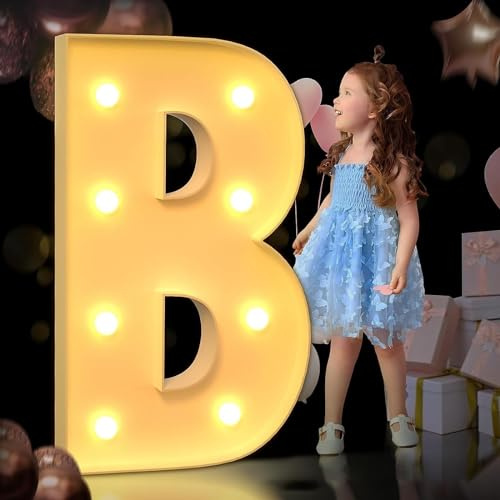 LED Marquee Letter Lights 3ft/4ft Large Marquee Light up Letters Pre-Cut Thick Foam Board Mosaic Numbers Kit with Light Bulbs for Wedding Party Home Bar Decor ( Color : Letter B , Size : 100cm/3FT )
