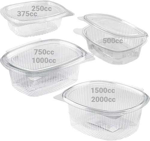 GM 50 Contenitori Ermetici Per Alimenti Ovali 500cc - Trasparenti Con Coperchio - Contenitore Pranzo In PET Monouso - Made In Italy