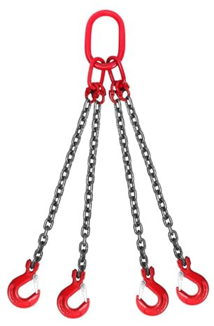WNRLL Hebeschlinge Hebekette Hebeketten Kettenschlinge Mit Haken Anschlagkette Praktische Kettenschlinge Manganstahl,Rot,4 legs 2 meters