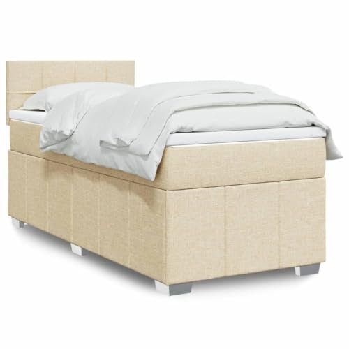 qohoio Boxspringbett mit Matratze Betten Mit Matratze Schlafzimmer Bett Boxspringbett Mit Matratze Creme 90x200 cm Stoff - 3289256