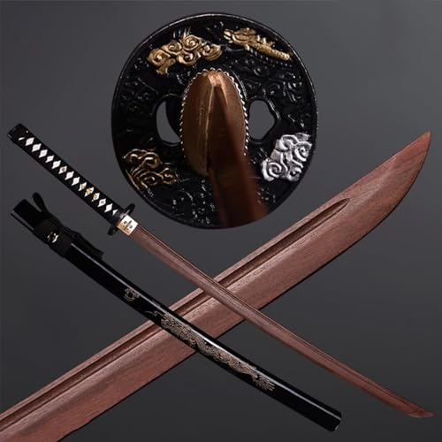 Naturligt Wenge Trä Katana, Handgjord Bokken, Trä Samurai Svärd, Träningssvärd för dekoration, Cosplay, Kendo, Presenter, Festivaler-D||103CM