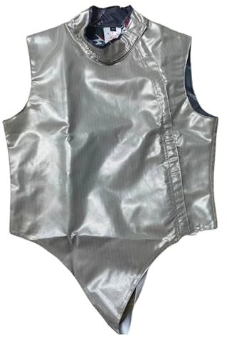 LXRHLIKG Fechtjacke aus Metall, Waschbare Kleidung aus Silberdrahtfolie aus Metall, Schutzanzug für Fechtausrüstung, Unisex-fecht Schutzanzug, Fecht-metalljacke(Silver,46)