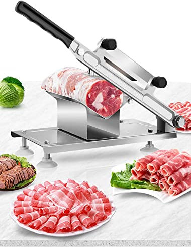 FUYAO Cortadora de Carne Manual, cortadora de Carne congelada de Acero Inoxidable para Uso doméstico o Comercial, Herramienta de Cocina eficiente y versátil para Cortes precisos