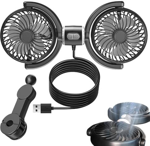 Fans de sièges d'auto USB pour le siège arrière, ventilateur de siège d'auto USB - Ventilateurs de refroidissement à double tête 3 vitesses refroidisseurs d'affichage arrière | Souleur de siège portab