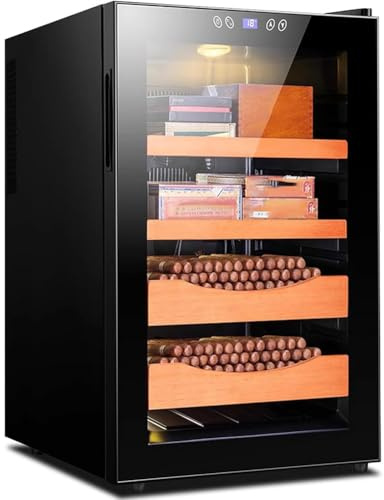 PP-Vic 70L elektrisk cigarrhumidor, elektrisk cigarrförvaringsskåp med spanska cederträhyllor och hygrometer, rymmer 400 cigarrer, present till manlig far,A