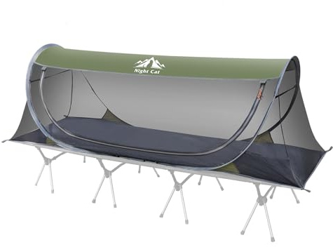 Night Cat Tienda de campaña desplegable para Mosquitos: Tienda de campaña para 1 Persona con mosquitera de fácil instalación, se Adapta a Cuna de Camping (excluida)