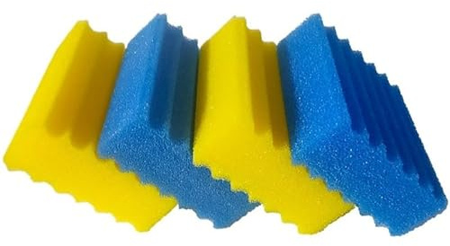 CBF-350 Teichfilter Schwämme – Dual-Dichte Teichfilter Schaum Pads für CBF-350 Filter, Biologische Teichfilter Medien für Druckfilter, Einfache Reinigung der Teichfilterschwämme für Kleine Koi Teiche | Teichfiltermedien Ersatz, Filterschaum-Pads für Teichfilter (2 x blau grob & 2 x gelb fein)