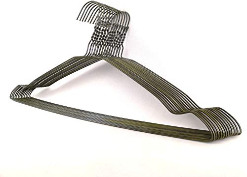 DODIN HOME 100 Stück bronzefarbene Draht-Kleiderbügel, platzsparend, Metall-Kleiderbügel mit Hosenstange, Kleidung, T-Shirt, Kleiderbügel mit Kerbe (100) (Bronze)
