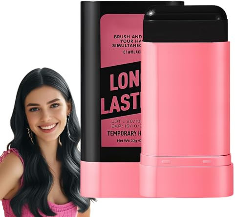 Black Comb Hair Dye, 2 in 1 Instant Hair Colour Stick with Comb Applicator, Long-Lasting and Sweat-Proof, Temporary Hair Dye Comb for Women & Men (Black)