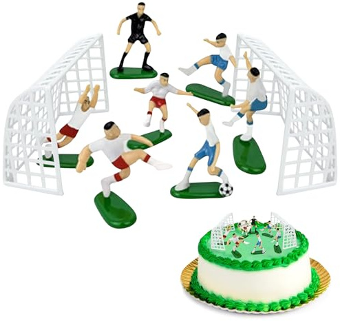 10 Pcs Football Cake Toppers, Soccer Theme Party Decorations | Personalized sports net design, for men, father's day, adults, birthday party supplies