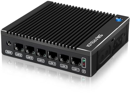 Sharevdi Fanless Micro Firewall Appliance, Firewall Mini PC Intel N3710 4C/4T, 6 x Intel 2.5 GbE i226-V LAN,AES-NI/4K/TYPE-C/SlM Card/TF/HD/Router Netgate 8GB DDR3 128GB mSATA SSD (8 G 128G Type-C)
