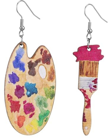 LIGIGWASH Boucle Doreille Femme Fantaisie en Bois Léger et Confortable, Boucles D'oreilles Pendantes Artistiques Style Créatif et Charmant Quotidien