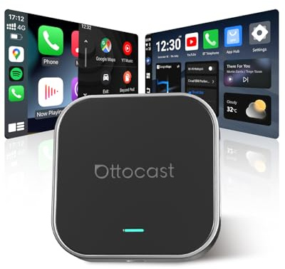 OTTOCAST E2 AI Box, 2026 Upgrade 3-in-1 Wireless CarPlay & Android Auto Adapter, Android 13 Car Multimedia Box mit Netflix YouTube, WiFi & 4G SIM Unterstützung, 4+64GB, Apps herunterladen, OTA Update