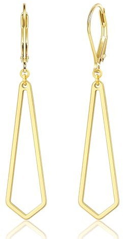Gold/Silber 925 Hängend Ohrringe Damen Durchbrochene Geometrie Anhänger | ALEXCARFT Gold/Silber 925 Hängend Ohrringe Damen Lange Durchbrochene Geometrie Anhänger Ohrring Hypoallergen Schmuck Geschenk