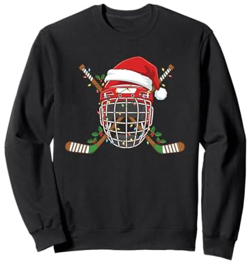 Casco da Hockey su Ghiaccio di Babbo Natale, per Uomini, Ragazzi, Ragazzi e Adolescenti Felpa
