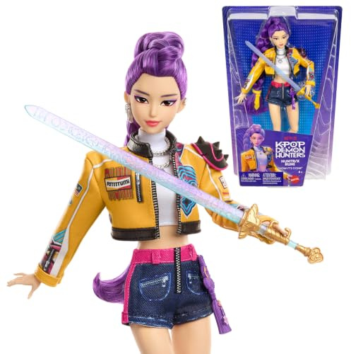 Mattel KPop Demon Hunters - Rumi di HUNTR/X, bambola con la sua iconica treccia viola e outfit per la canzone How It's Done, spada Saingeom e microfono inclusi, JRN35