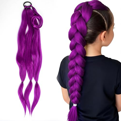 80 CM Lila Haare zum Einflechten, Lila Kpop Perücke zum Einflechten | für Halloween Weihnachten Bühnenkostüme