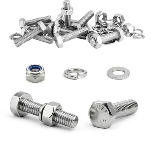 Juego de tornillos y tuercas de acero inoxidable M10 x M50 304, 8 unidades