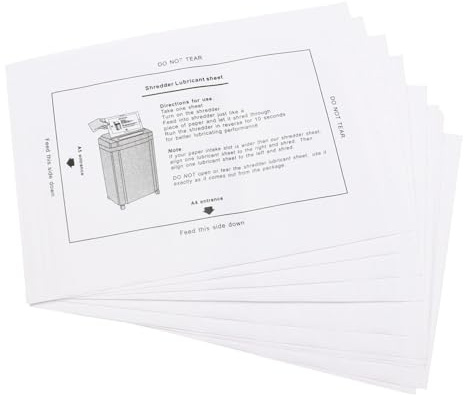 Luxshiny Aceite Lubricante para Destructora de Papel Portátil, Paquete de 8 Hojas para Lubricar Cuchillas y Mejorar Rendimiento en Oficina o Escuela