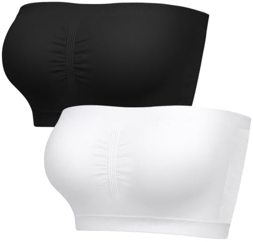 AOOSA Soutiens-Gorge Bandeau sans Bretelles avec Coussinet Amovible | Extensible Bandeau Poitrine Femme, Confortable Bandeau Brassiere Femme sans Coutures, Antidérapant sans Armatures