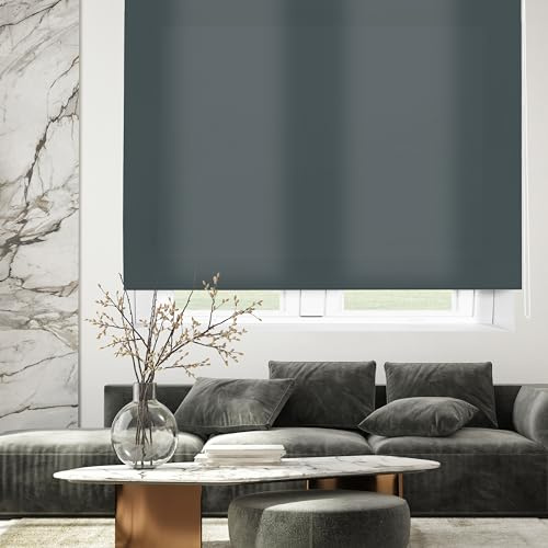 Blindecor Ara | Lichtdurchlässiges Rollo | Bläulich grau | 80 x 175 cm (BxH) | Stoffgröße 77 x 170 cm | Rollos für fenster