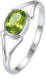 mantraroma Damen Ring 925 Silber Peridot Edelstein grün schlicht modern