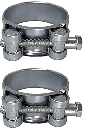 Diforma Rohrschellen, 48–51 mm, starke verstärkte Rohrschellen, verzinkter Stahlrohr-Schlauchschellen, Verbindungselemente (2 Stück, 48–51 mm), Silber