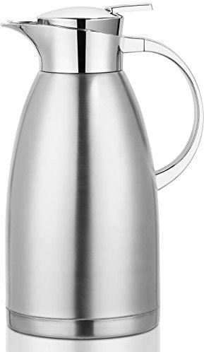 2.3 Litre Stainless Steel Thermal Carafe, Double-Wall Insulated Vacuum Jug, Vacuum Insulated Coffee Pot with Press Button Top, 6 Hrs Heat & Cold Retention, for Coffee,Milk,Tea,Beverage,Juice etc